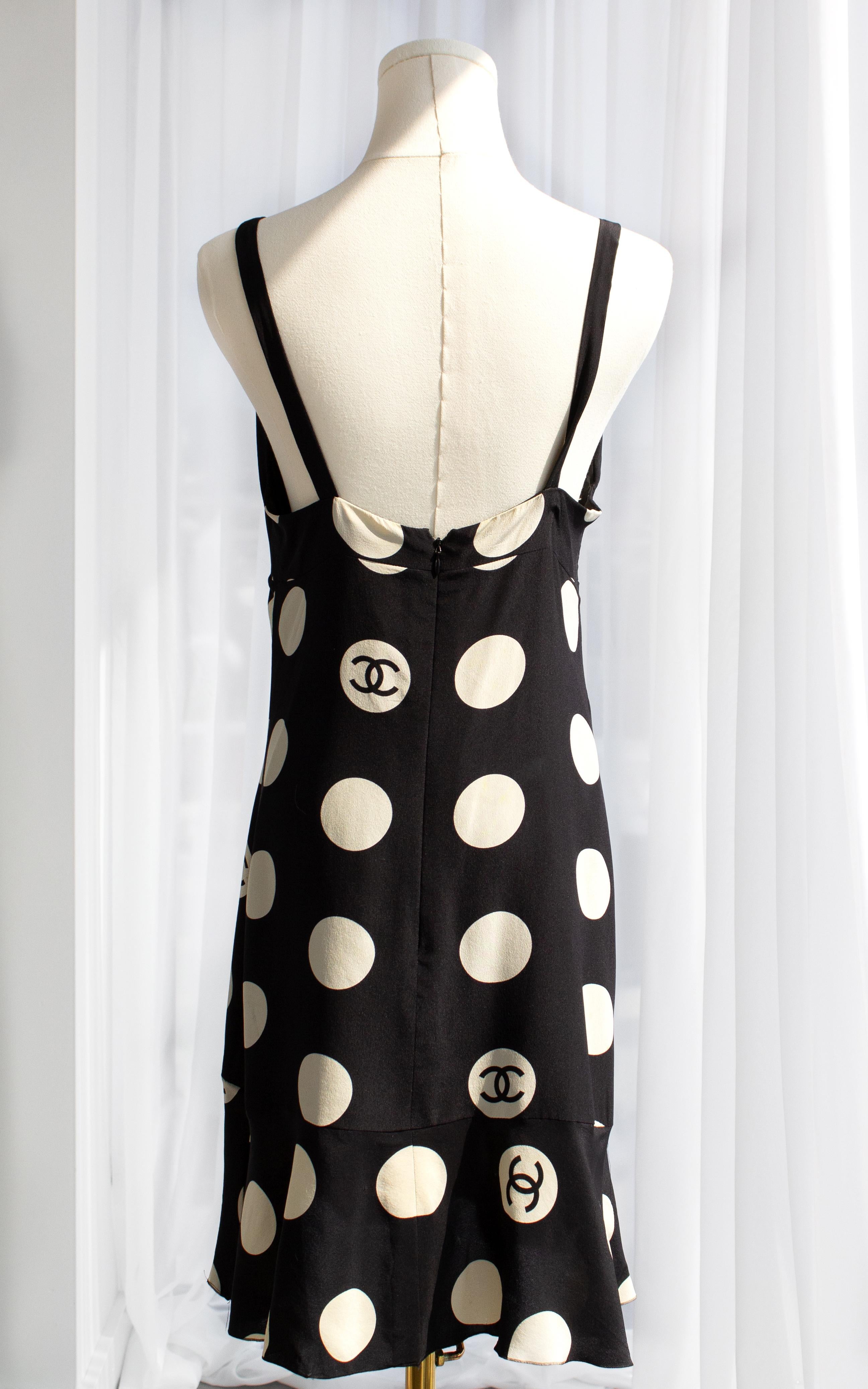 Chanel Vintage S/S 1997 Black White Polka Dot CC 97P Mini Dress 9
