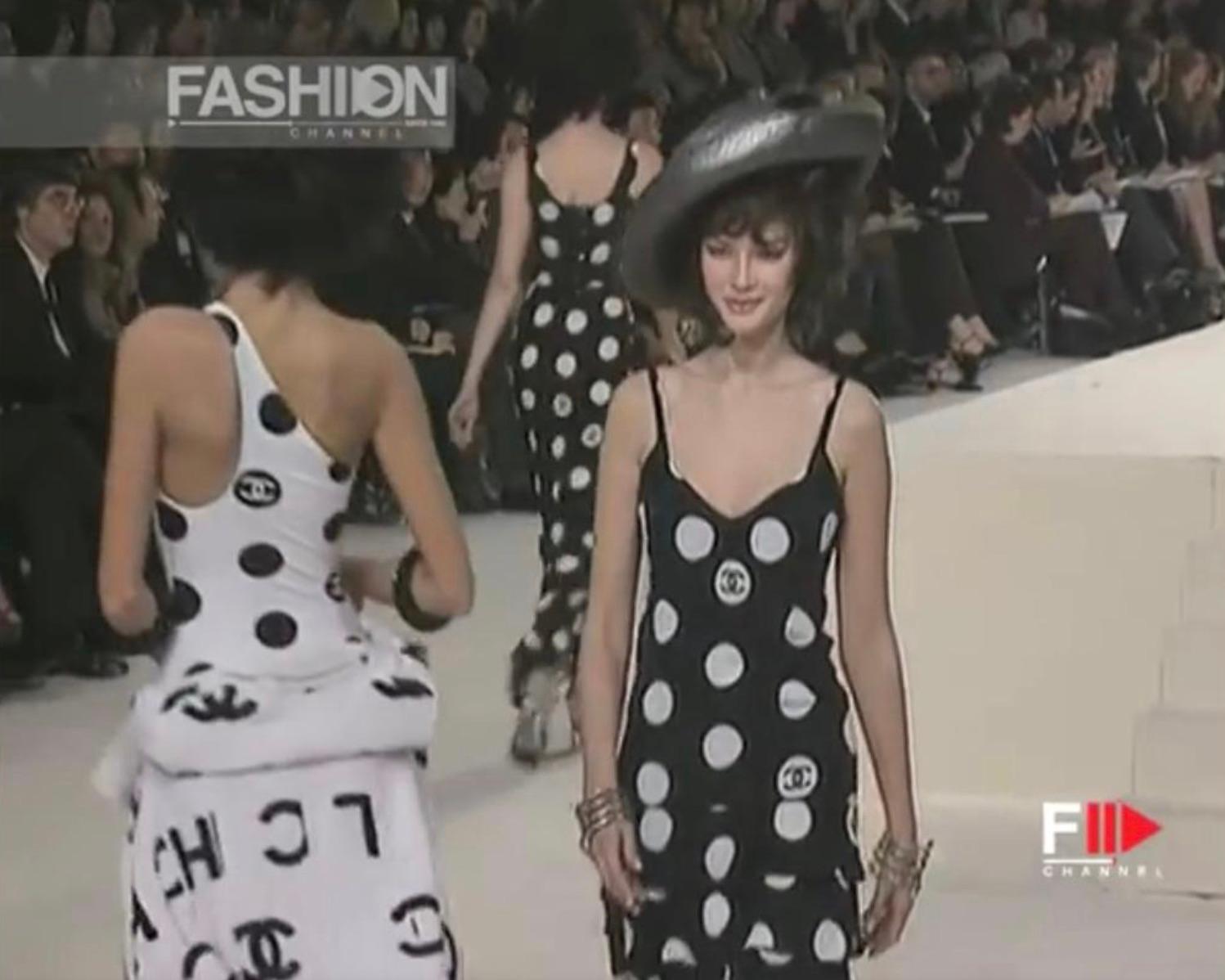 Women's Chanel Vintage S/S 1997 Black White Polka Dot CC 97P Mini Dress