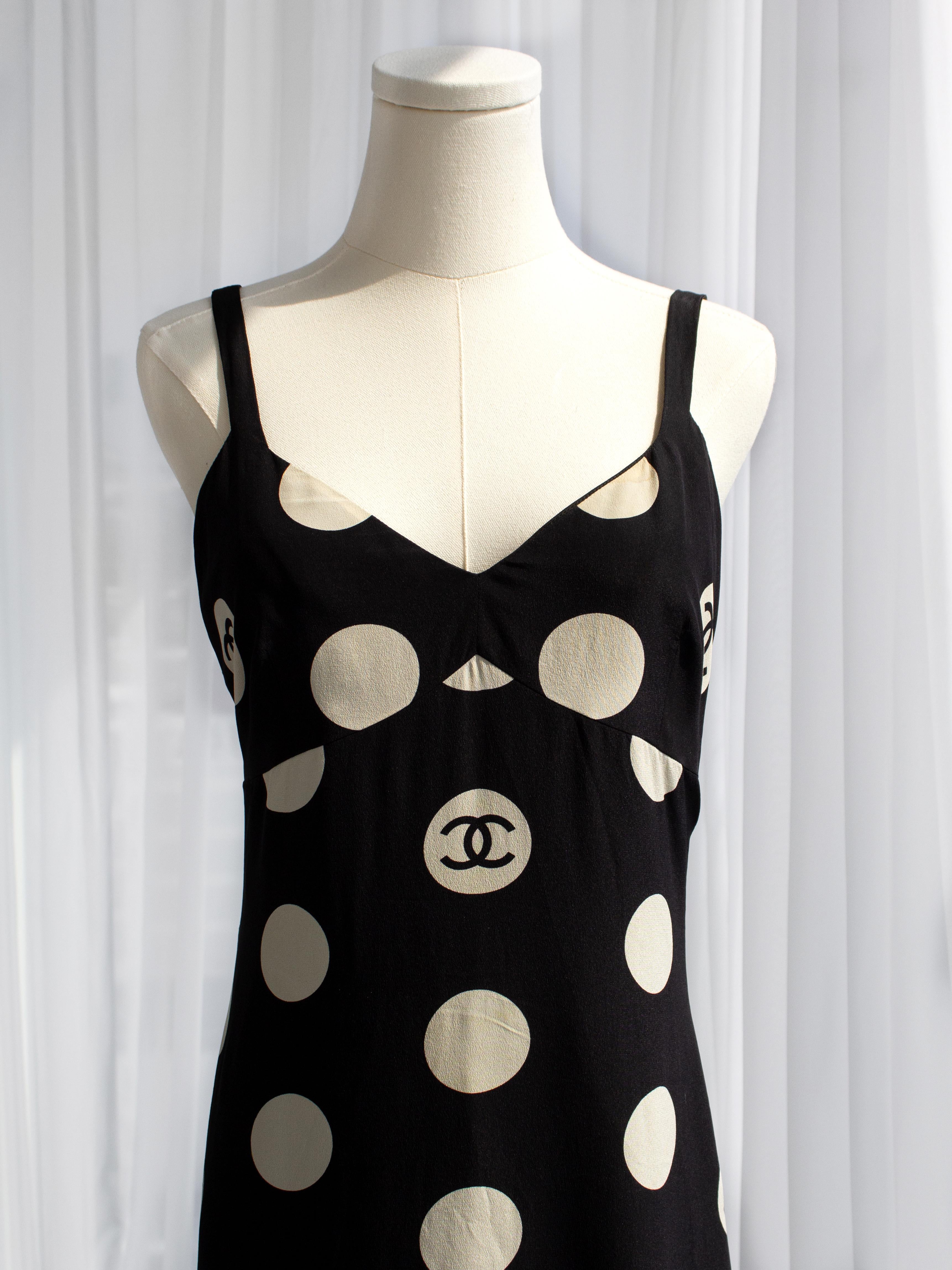 Chanel Vintage S/S 1997 Black White Polka Dot CC 97P Mini Dress 2
