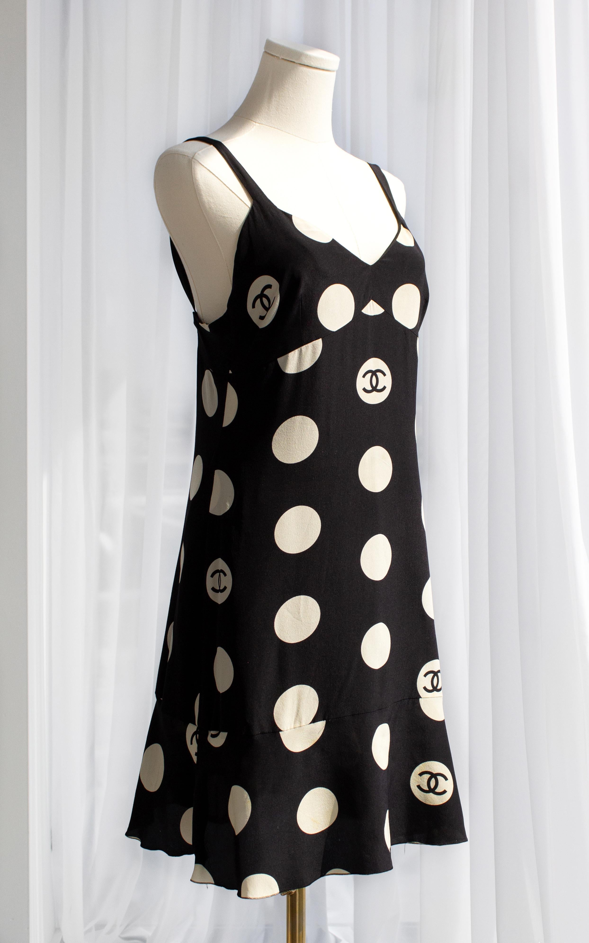 Chanel Vintage S/S 1997 Black White Polka Dot CC 97P Mini Dress 4