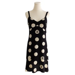 Chanel Vintage S/S 1997 Black White Polka Dot CC 97P Mini Dress