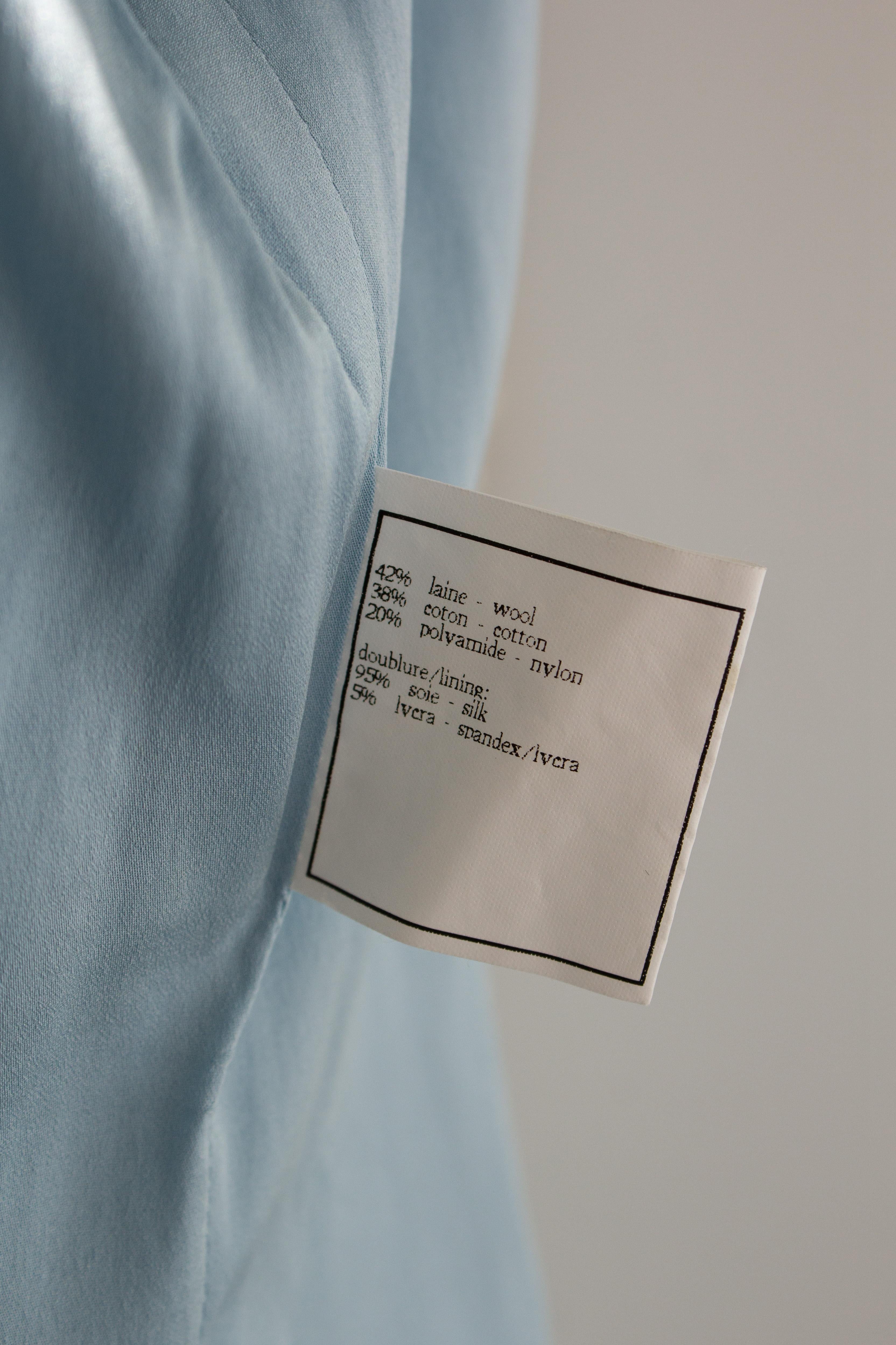 Chanel Vintage S/S 1997 Hellblau Weiß Prinzessin Diana 97P Tweed Jacke Anzug im Angebot 8