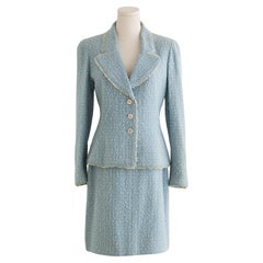 Chanel Vintage P/E 1997 S.S. White Principessa Diana 97P Tweed Jacket Suit