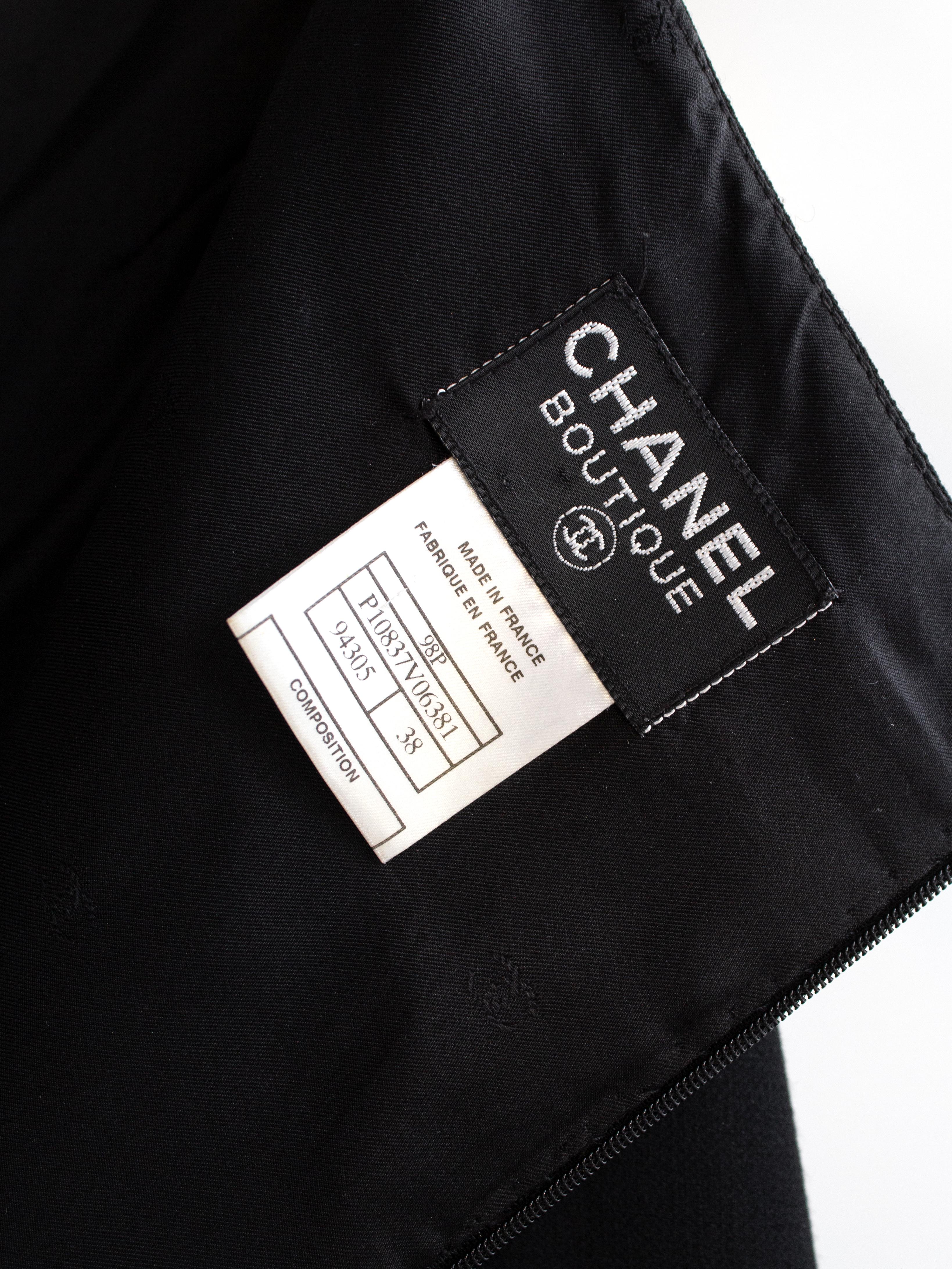 Chanel Vintage F/S 1998 Silber Kristall Chiclet Riemen Schwarz 98p Kleid im Angebot 10