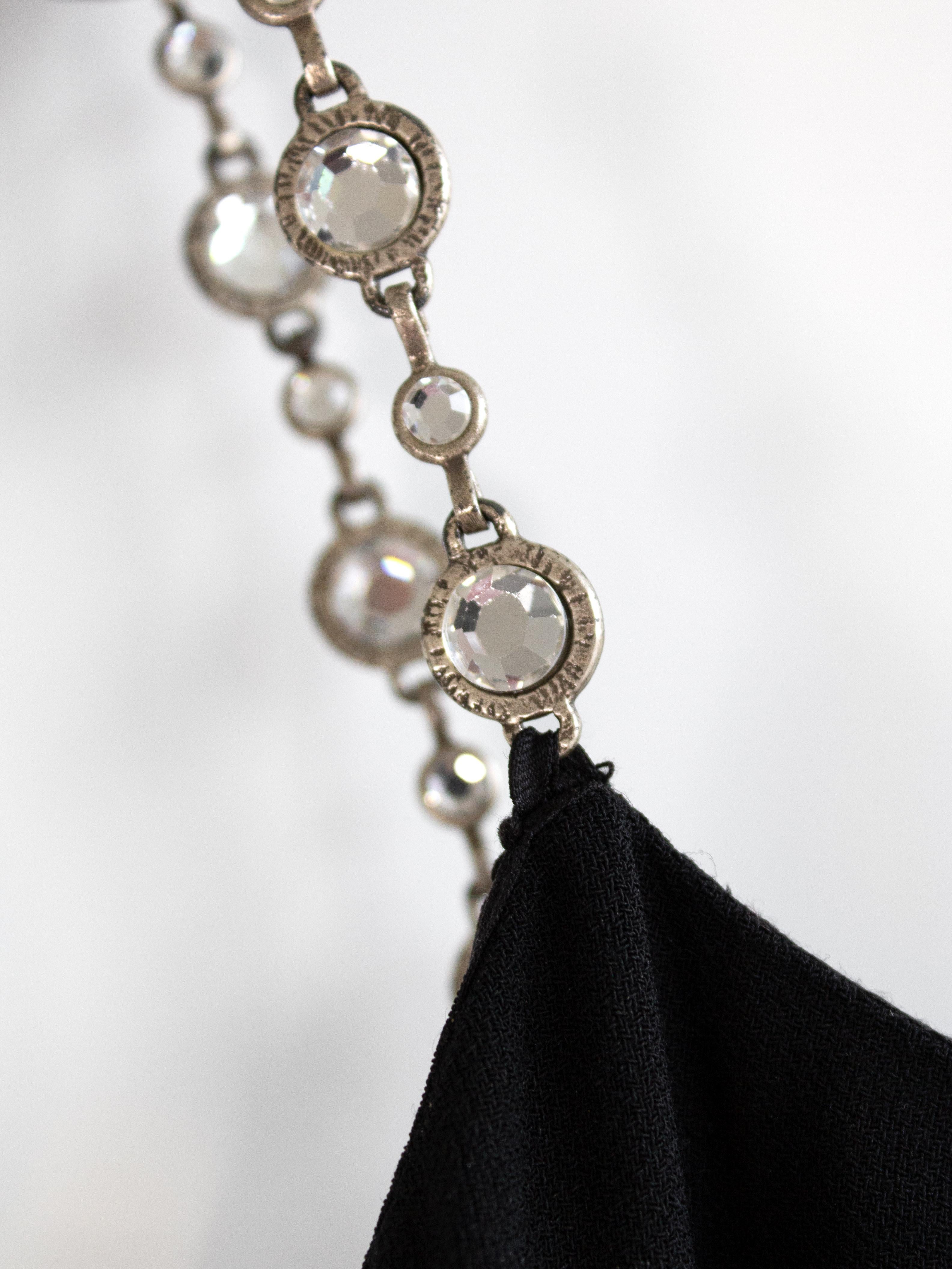 Chanel Vintage S/S 1998 Silver Crystal Chiclet Straps Black 98p Gown Dress 5