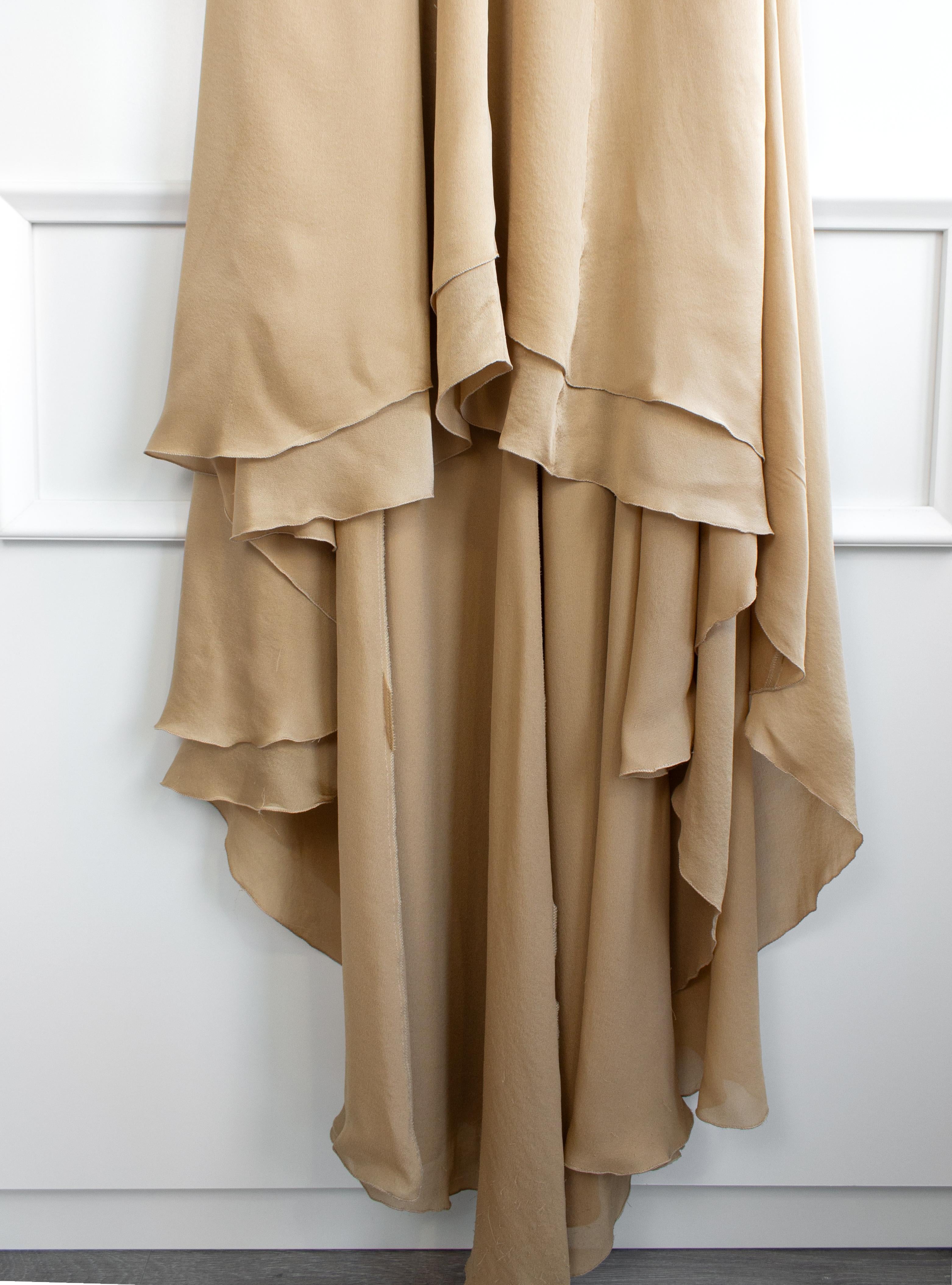 Chanel Vintage S/S 2003 Beige Silk Sequin Embellished 03P Goddess Evening Gown 13