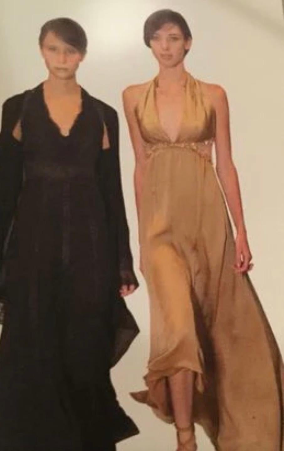 De las mujeres Chanel Vintage S/S 2003 Vestido de noche 03P Diosa Adornado con lentejuelas de seda beige