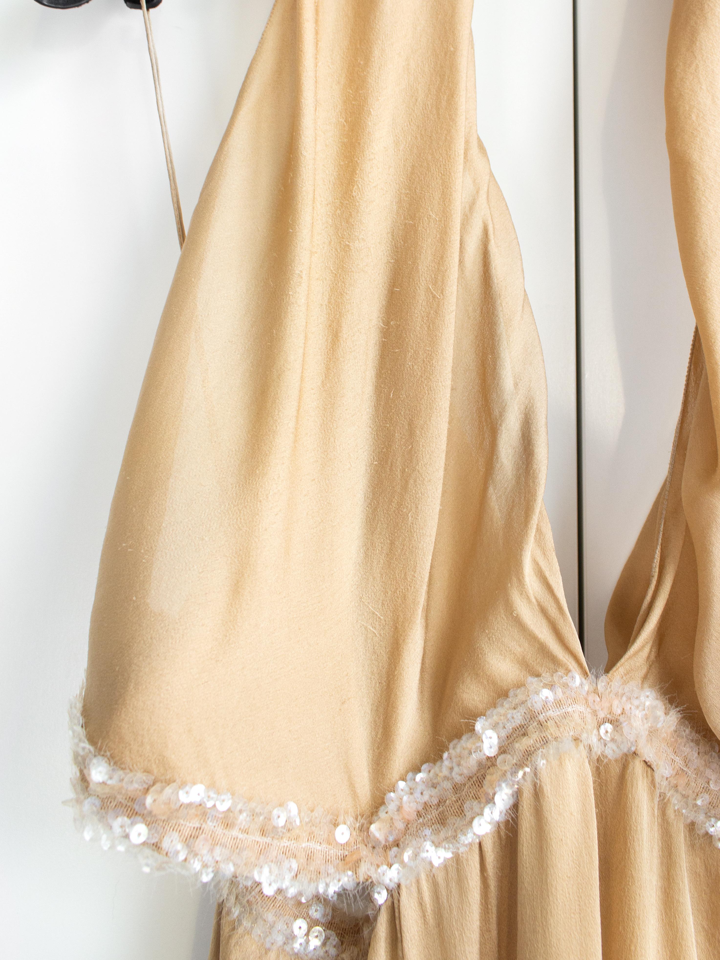 Chanel Vintage S/S 2003 Beige Silk Sequin Embellished 03P Goddess Evening Gown 4