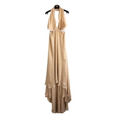 Chanel Vintage S/S 2003 Beige Silk Sequin Embellished 03P Goddess Evening Gown