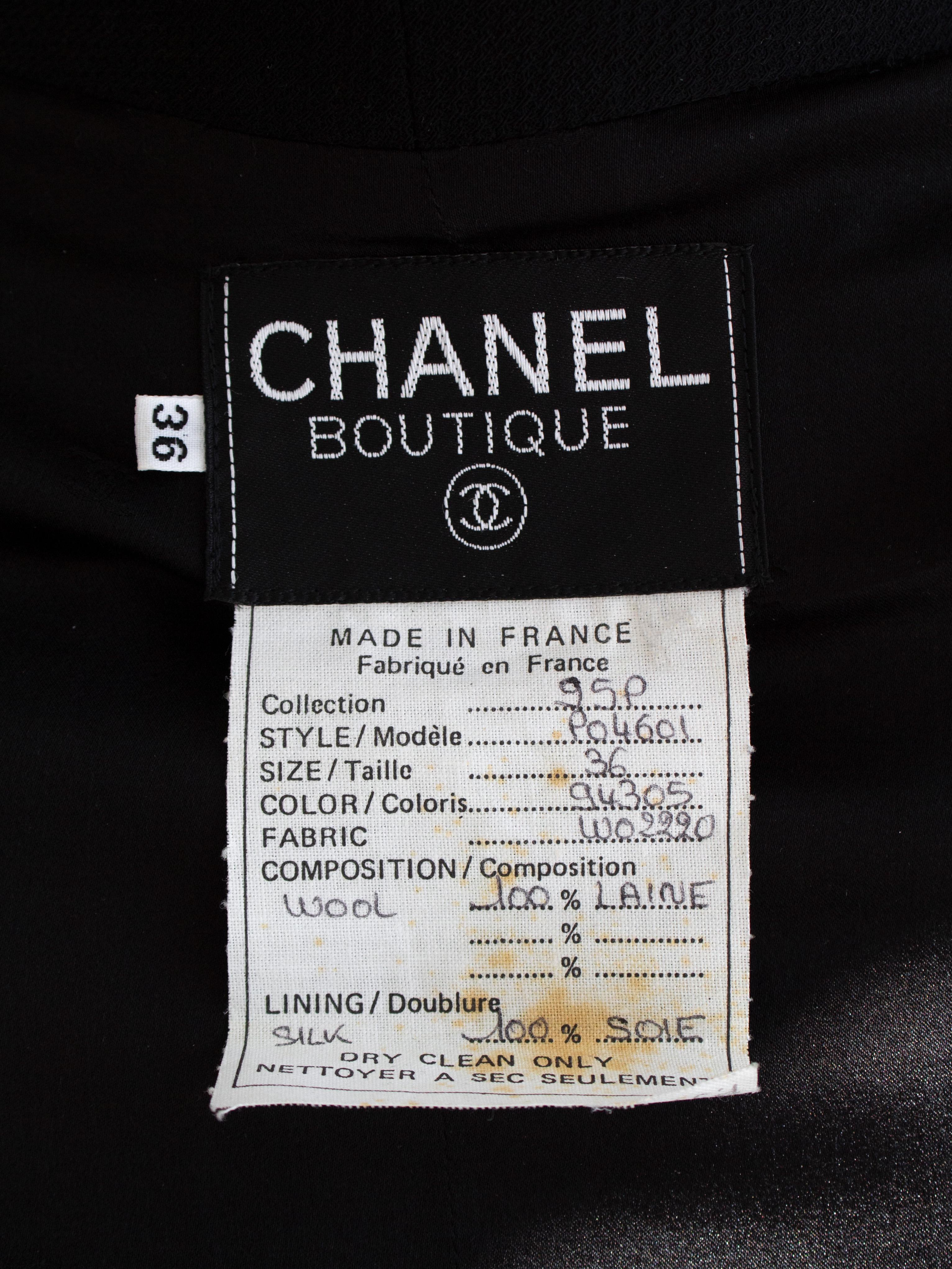 Chanel Vintage S/S1995 Barbie Black Gold CC Sweetheart Cropped 95P Belted Jacket 11