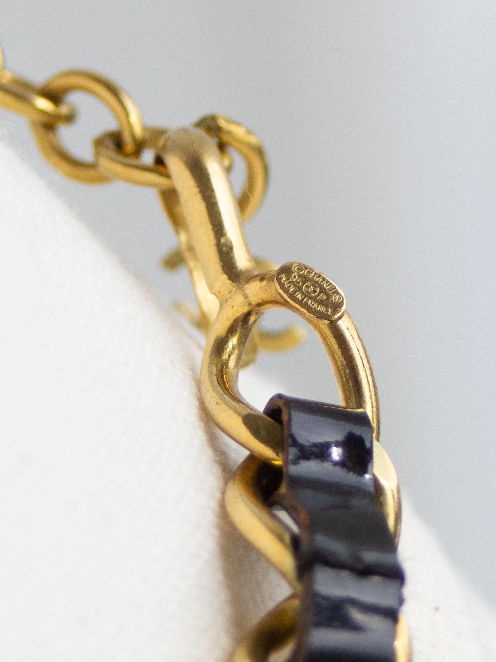Chanel Vintage S/S1995 Barbie Nero Catena d'Oro Pelle CC 95P Collana Choker in vendita 3