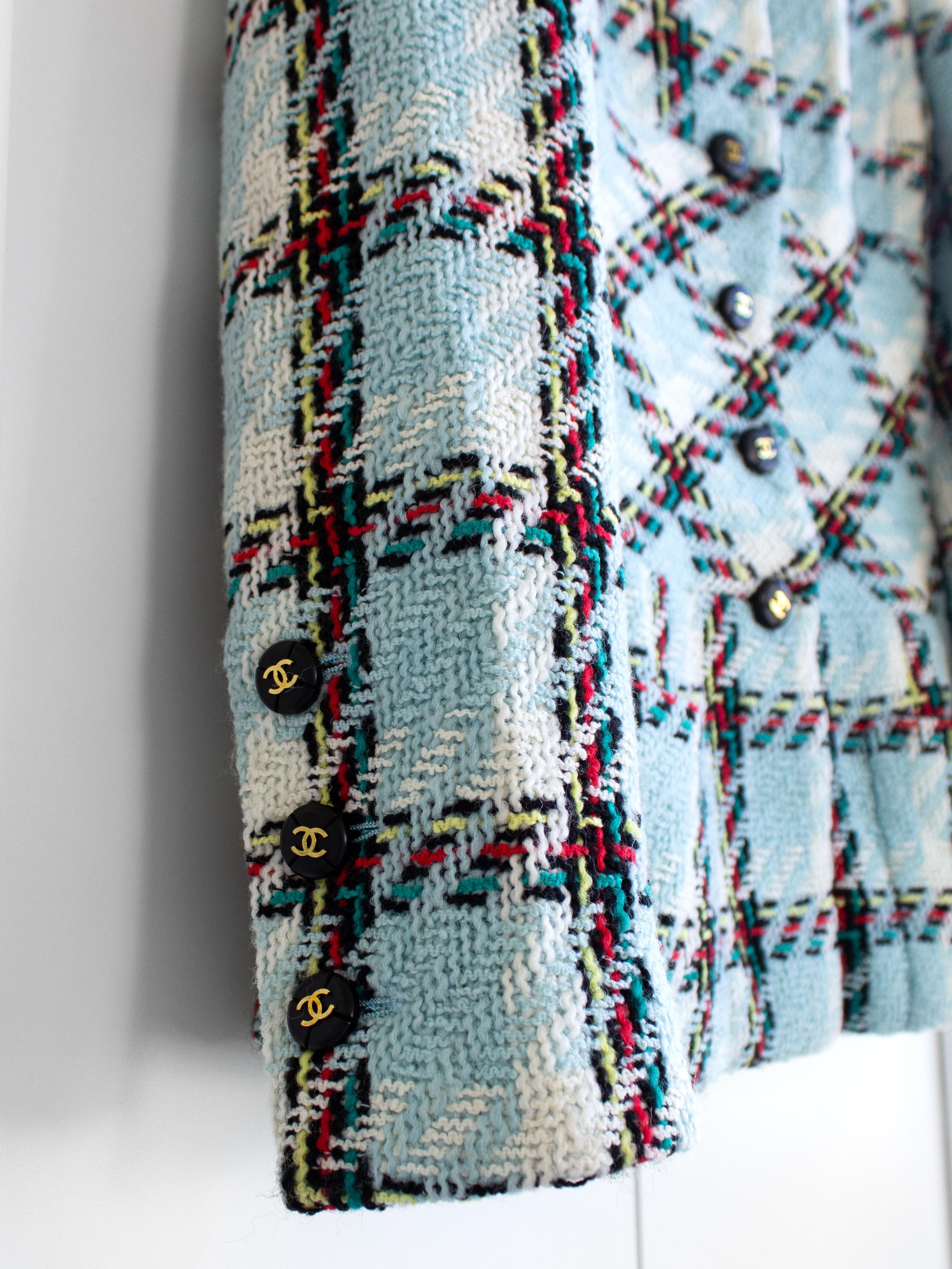 Chanel Vintage S/S1995 Blue Multicolor Plaid Barbie 95P Tweed Jacket 6