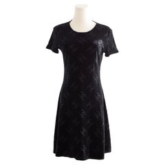 Chanel Vintage S/S1996 Schwarz CC Logo Velours 96P LBD Mini Dress