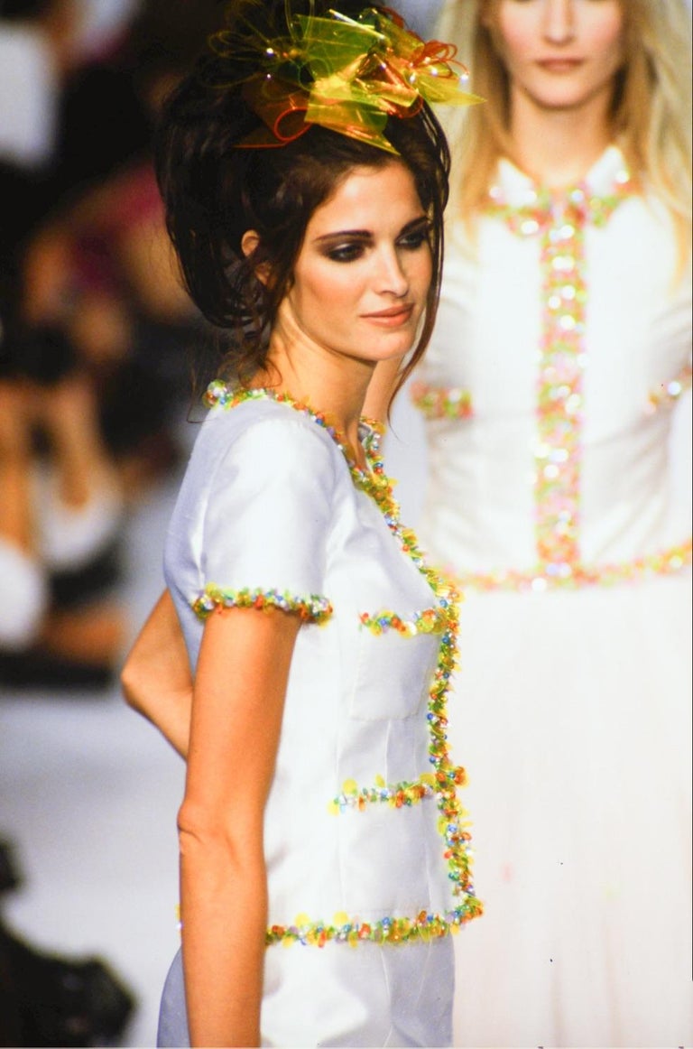 Chanel Vintage S/S1996 Ivory Shantung Silk Yellow Embellished 96P