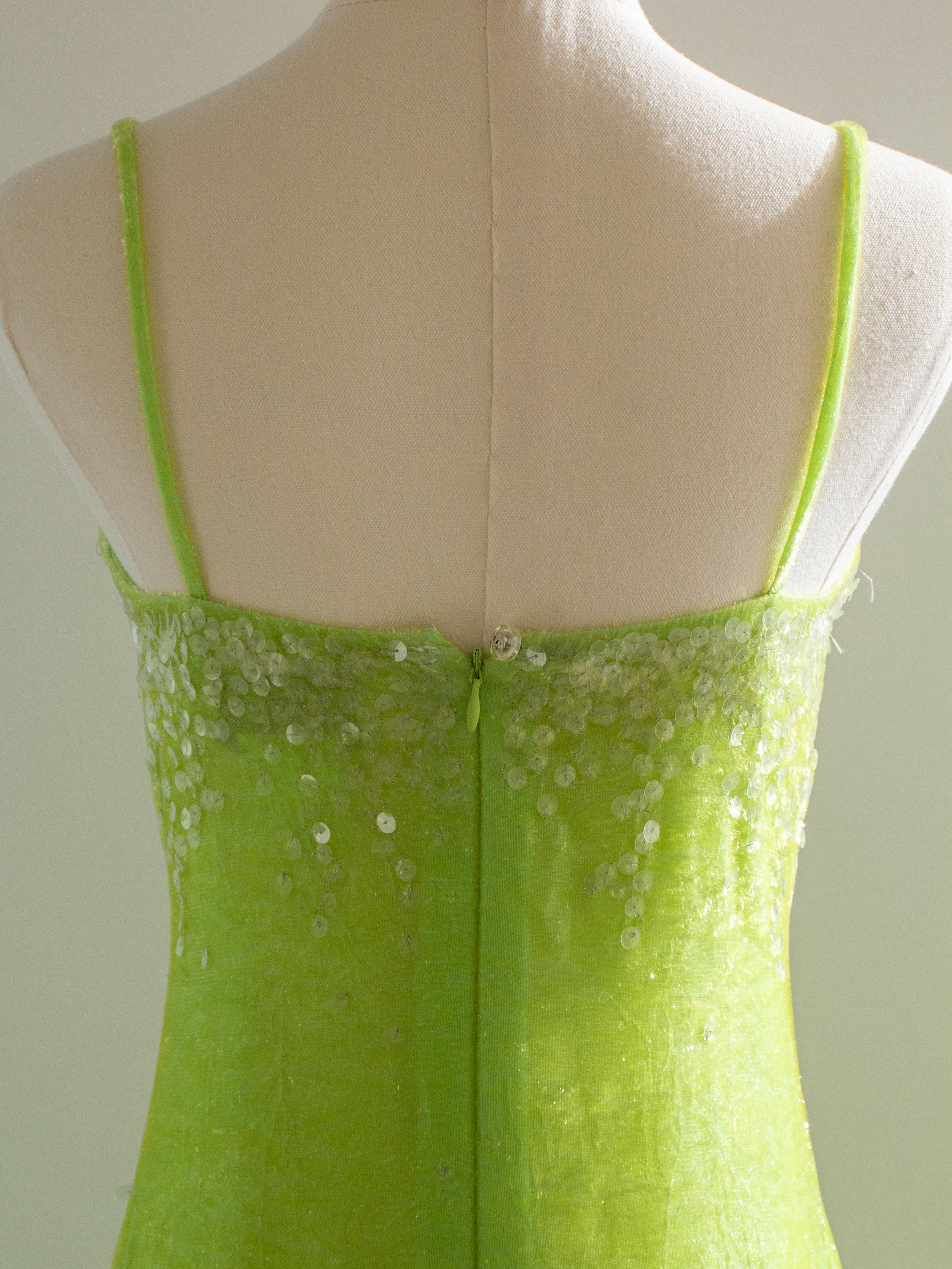 Chanel Vintage S/S1997 Green Sequin Embellished Velvet Dress Gown Jacket 97P Set For Sale 13