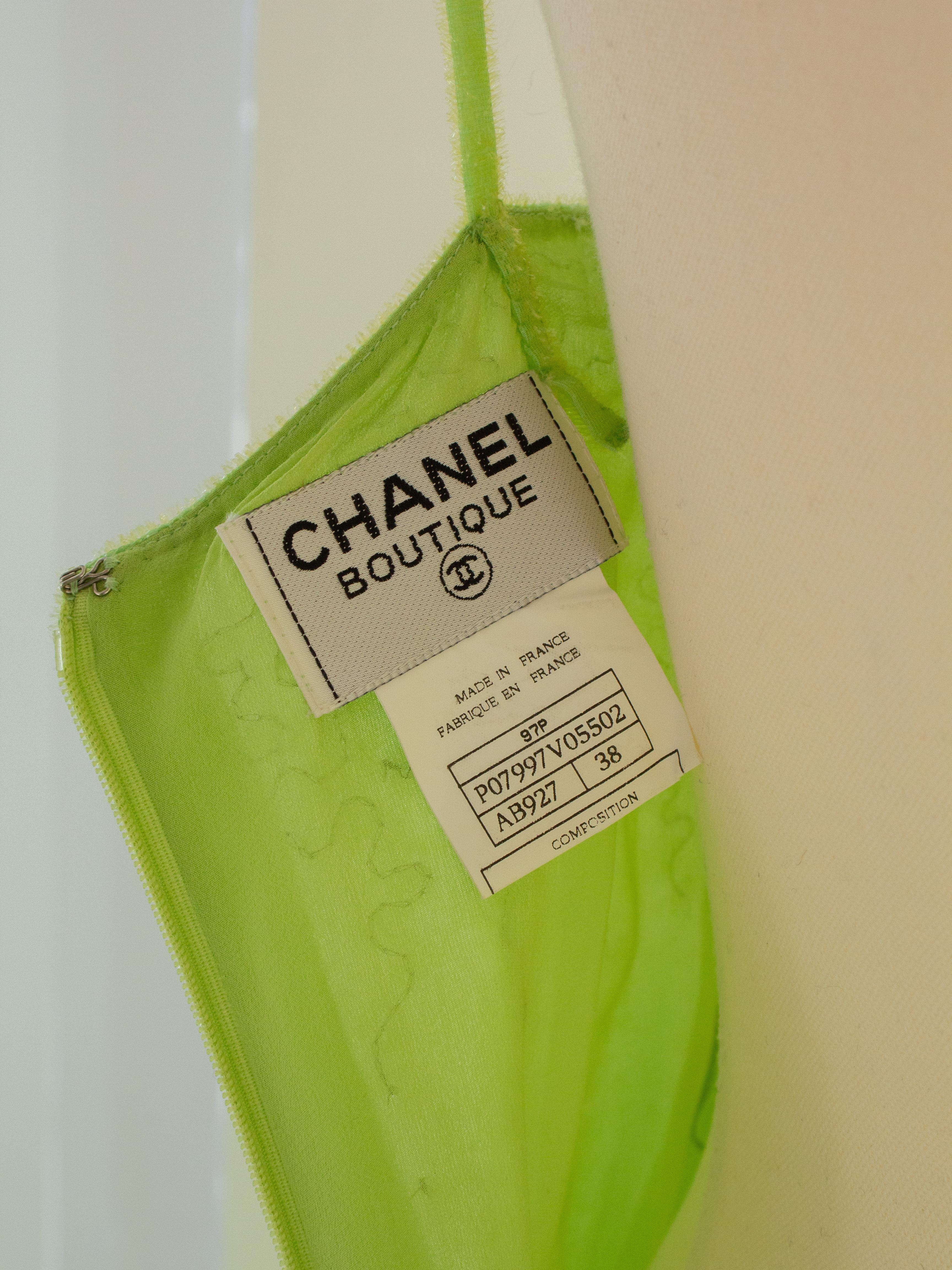 Chanel Vintage S/S1997 Green Sequin Embellished Velvet Dress Gown Jacket 97P Set For Sale 14