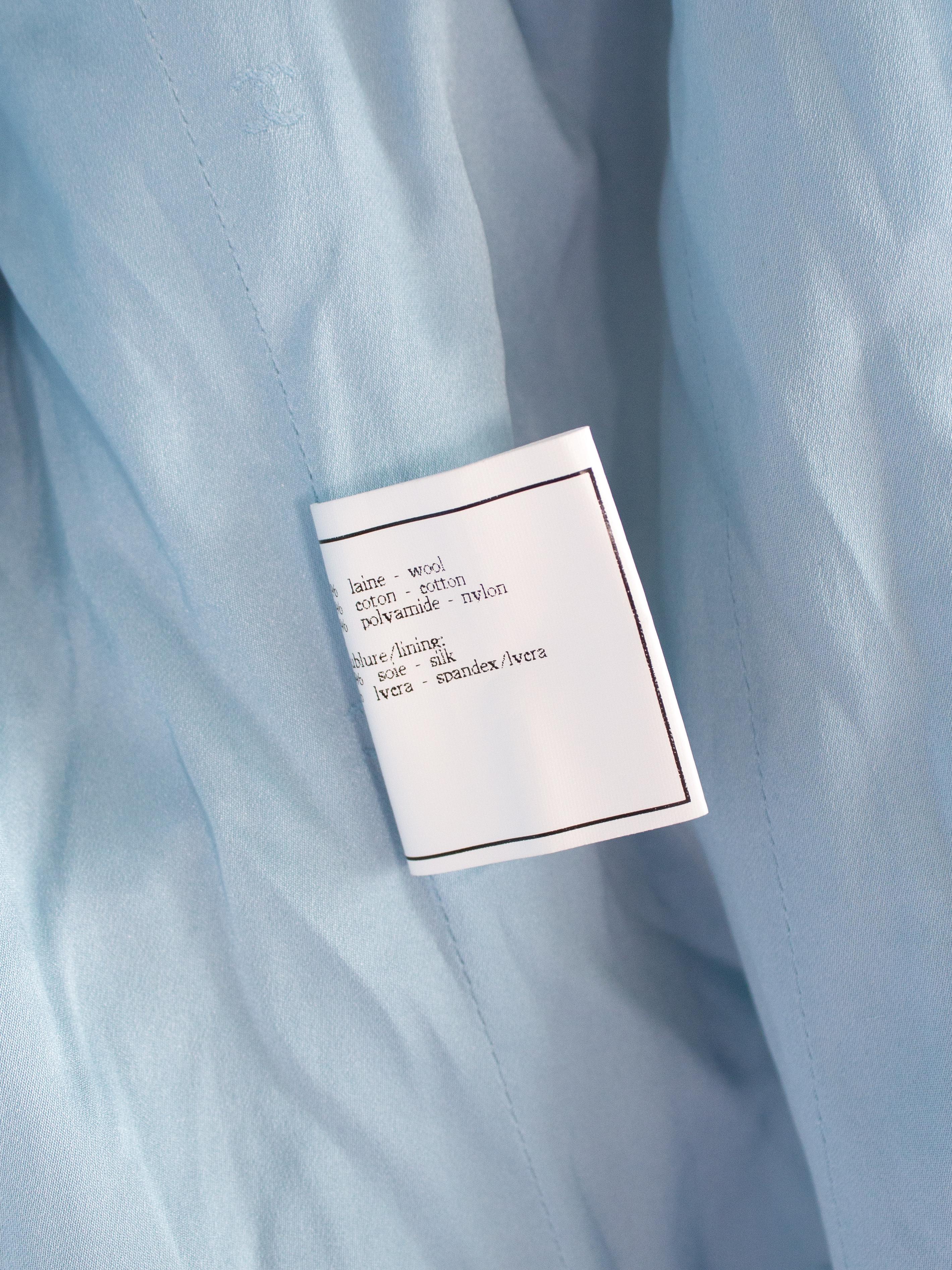Chanel Vintage S/S1997 Light Blue White Princess Diana 97P Tweed Jacket Suit 13