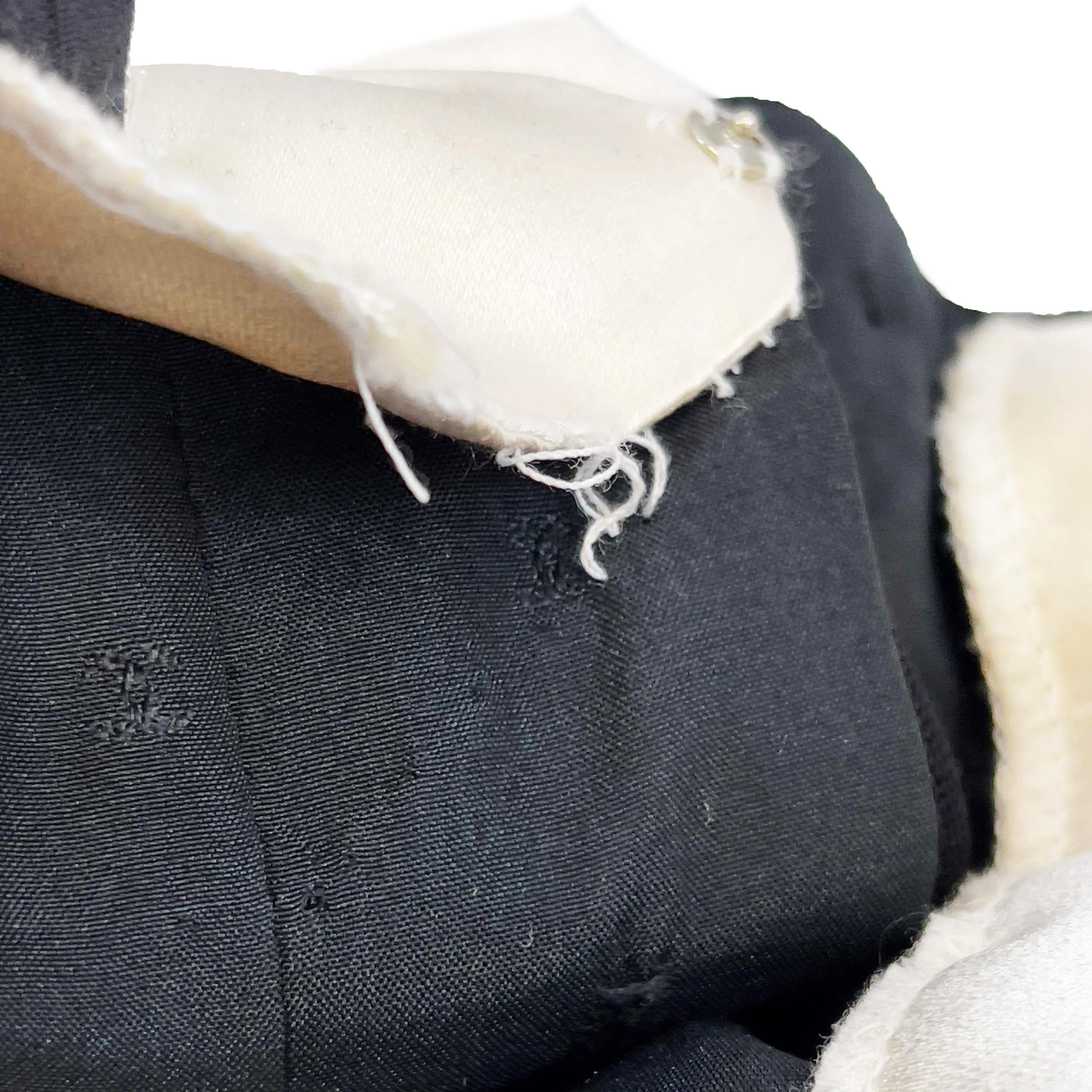 CHANEL Vintage Satin Layer Trim Bow Shift Wool Dress Black FR 40 / US 8 For Sale 4