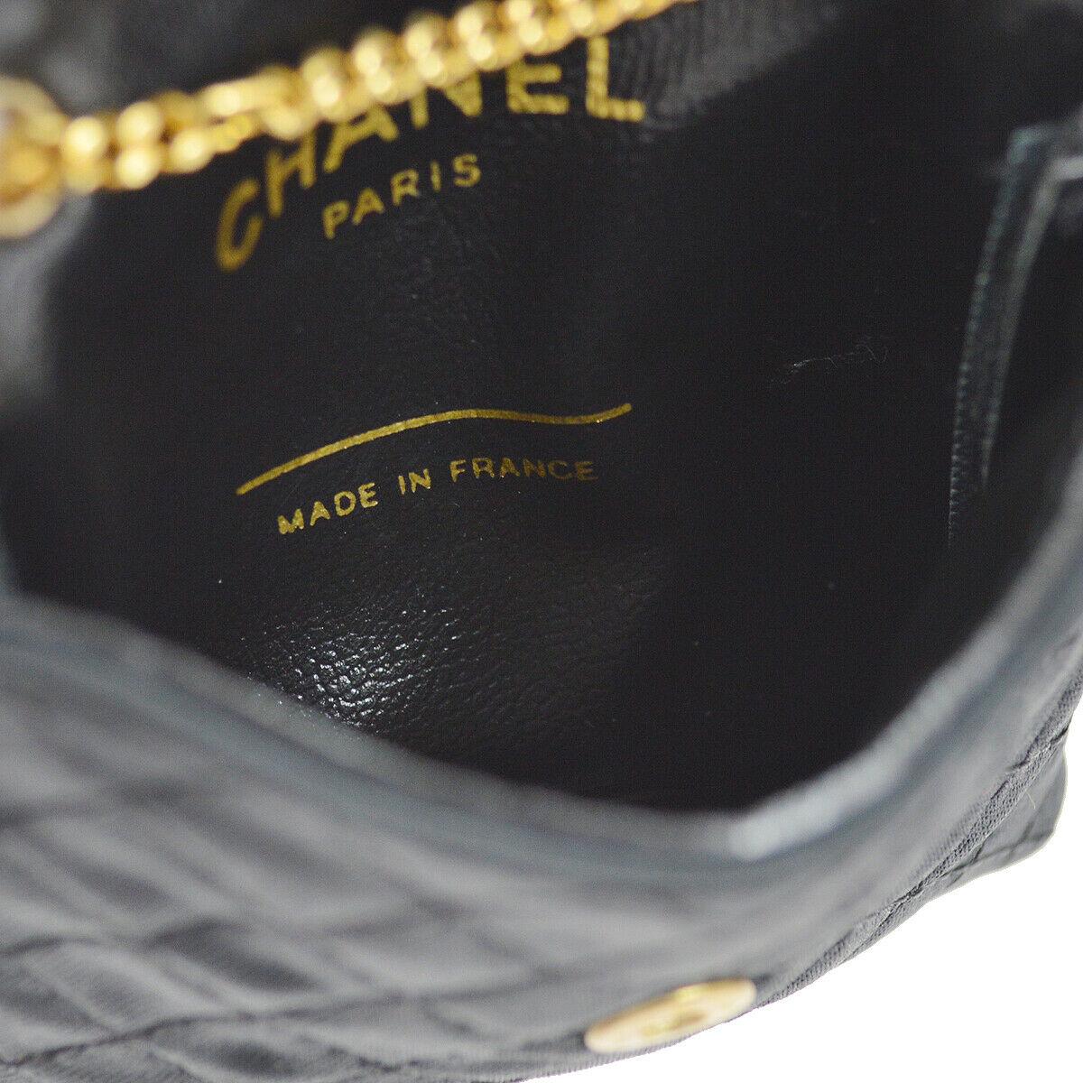 Black Chanel Vintage Satin Mini Small Micro Evening Pouch Gold Shoulder Flap Bag