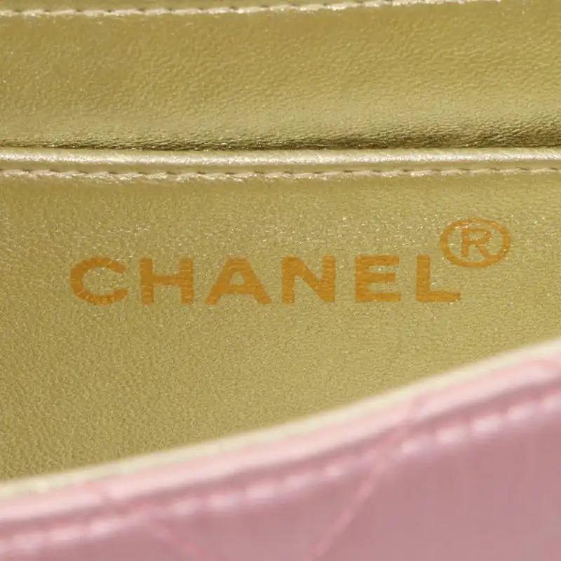 Chanel Vintage Satin Pink Classic Flap Square Bag Mini 4
