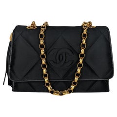 Chanel Vintage Satin Quilted CC Tassel Flap Bag