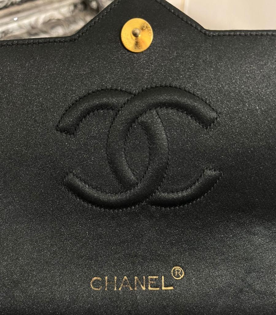 Chanel Vintage Satin Quilted Timeless Bag For Sale 3