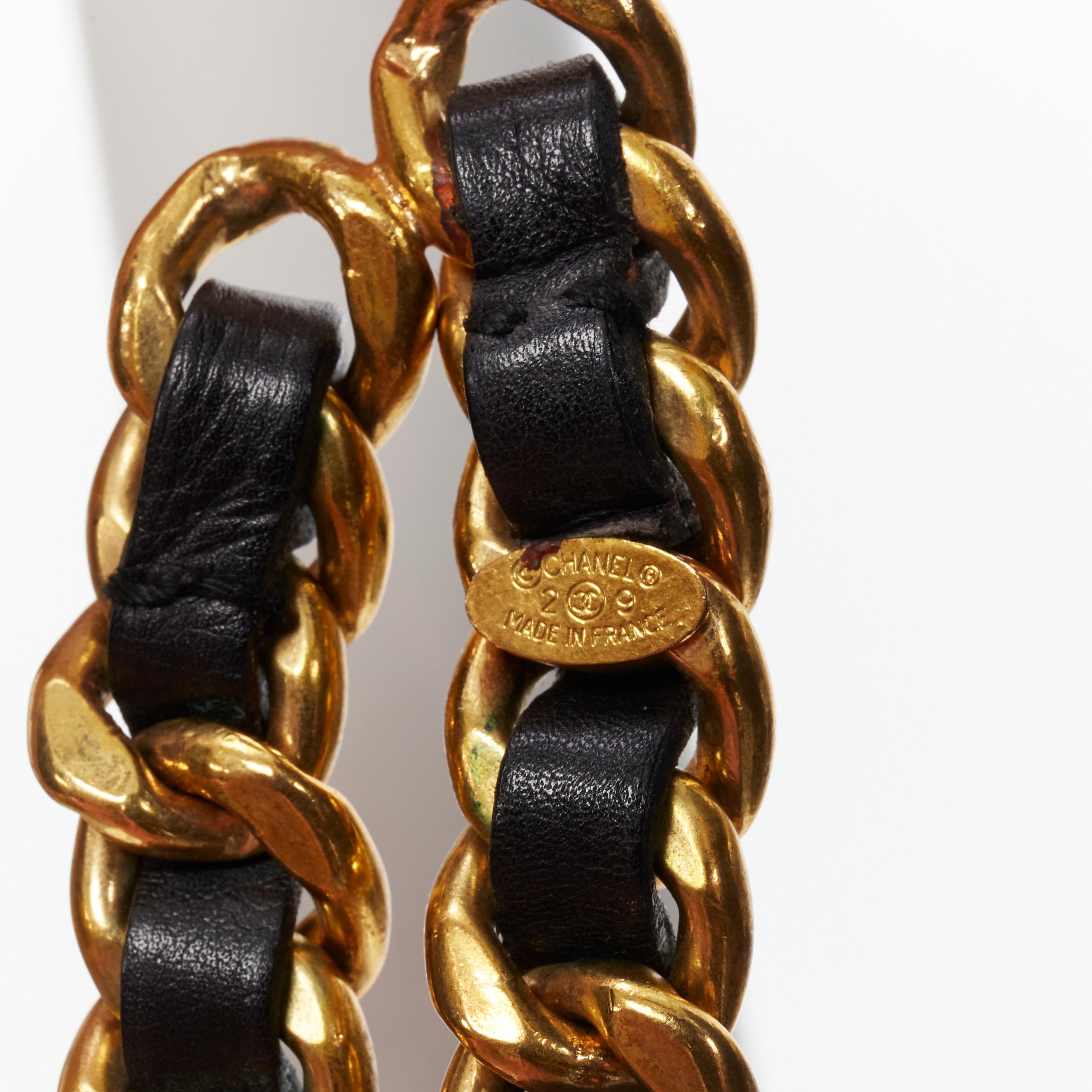 CHANEL Vintage Season 29 gold metal leather medallion coin double chain belt 4