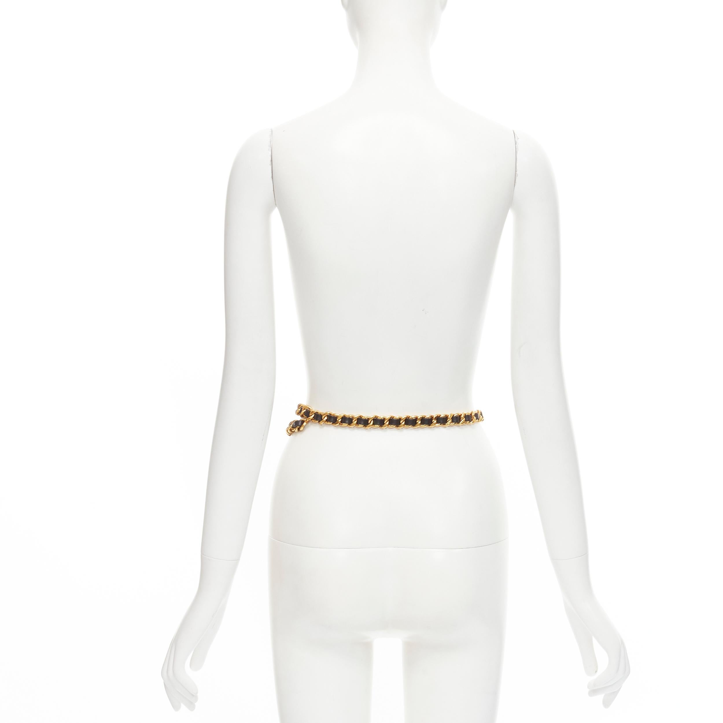 CHANEL Vintage Season 29 gold metal leather medallion coin double chain belt In Good Condition In Hong Kong, NT