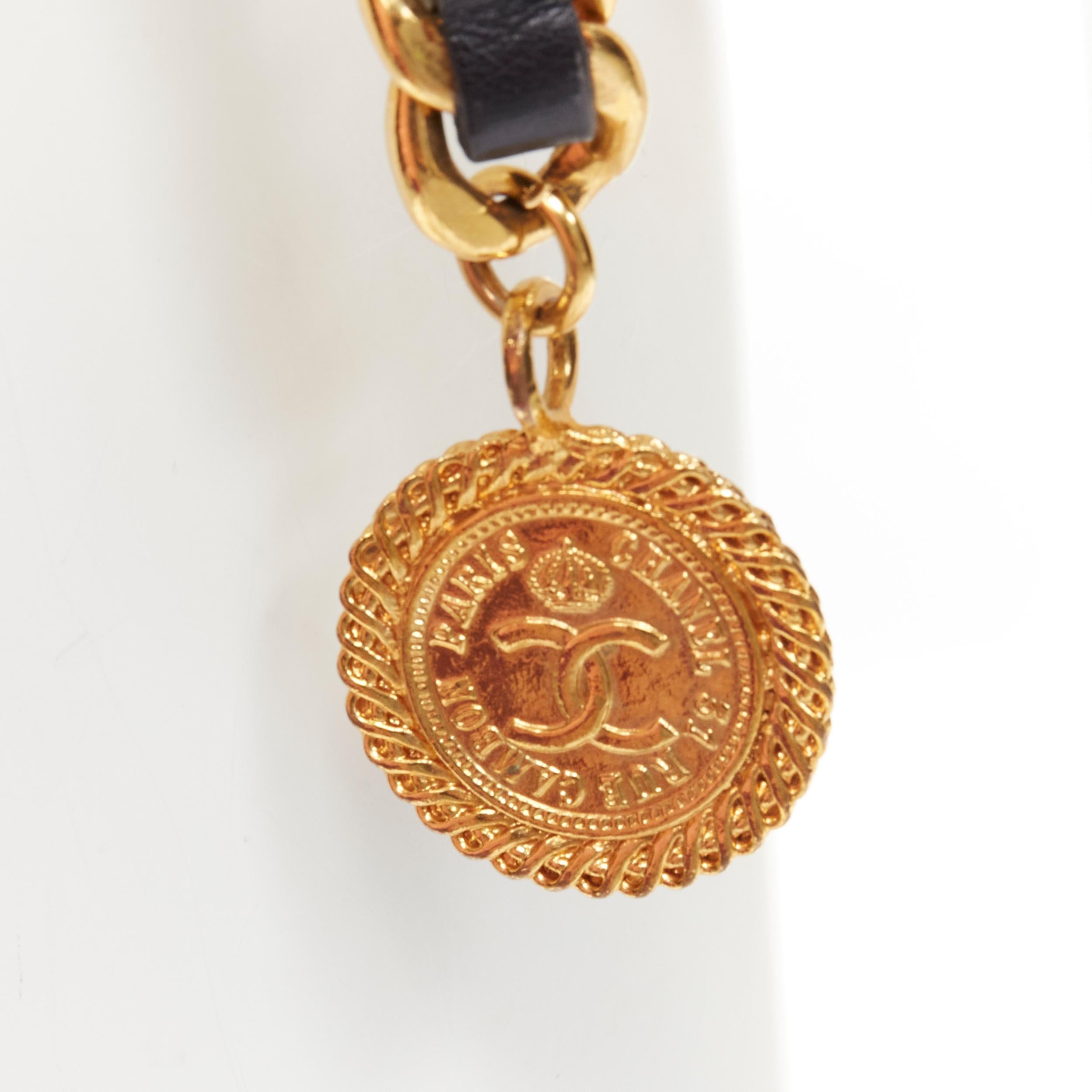 Women's CHANEL Vintage Season 29 gold metal leather medallion coin double chain belt