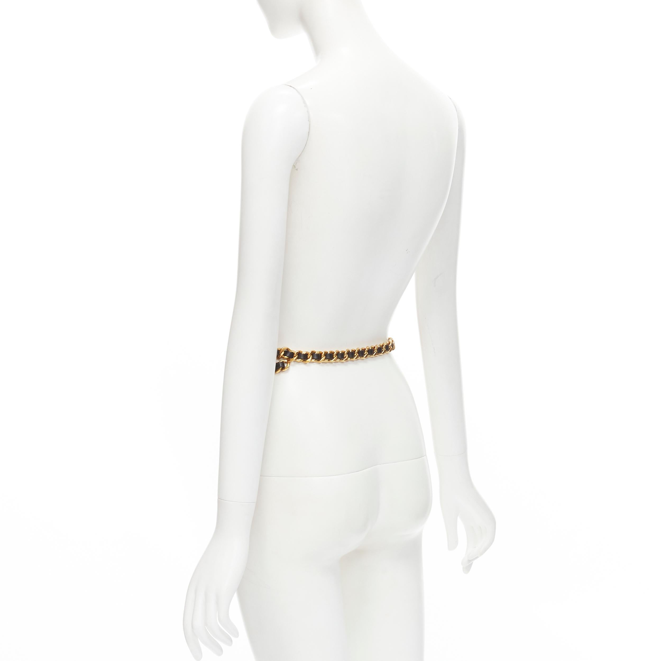 CHANEL Vintage Season 29 gold metal leather medallion coin double chain belt 1
