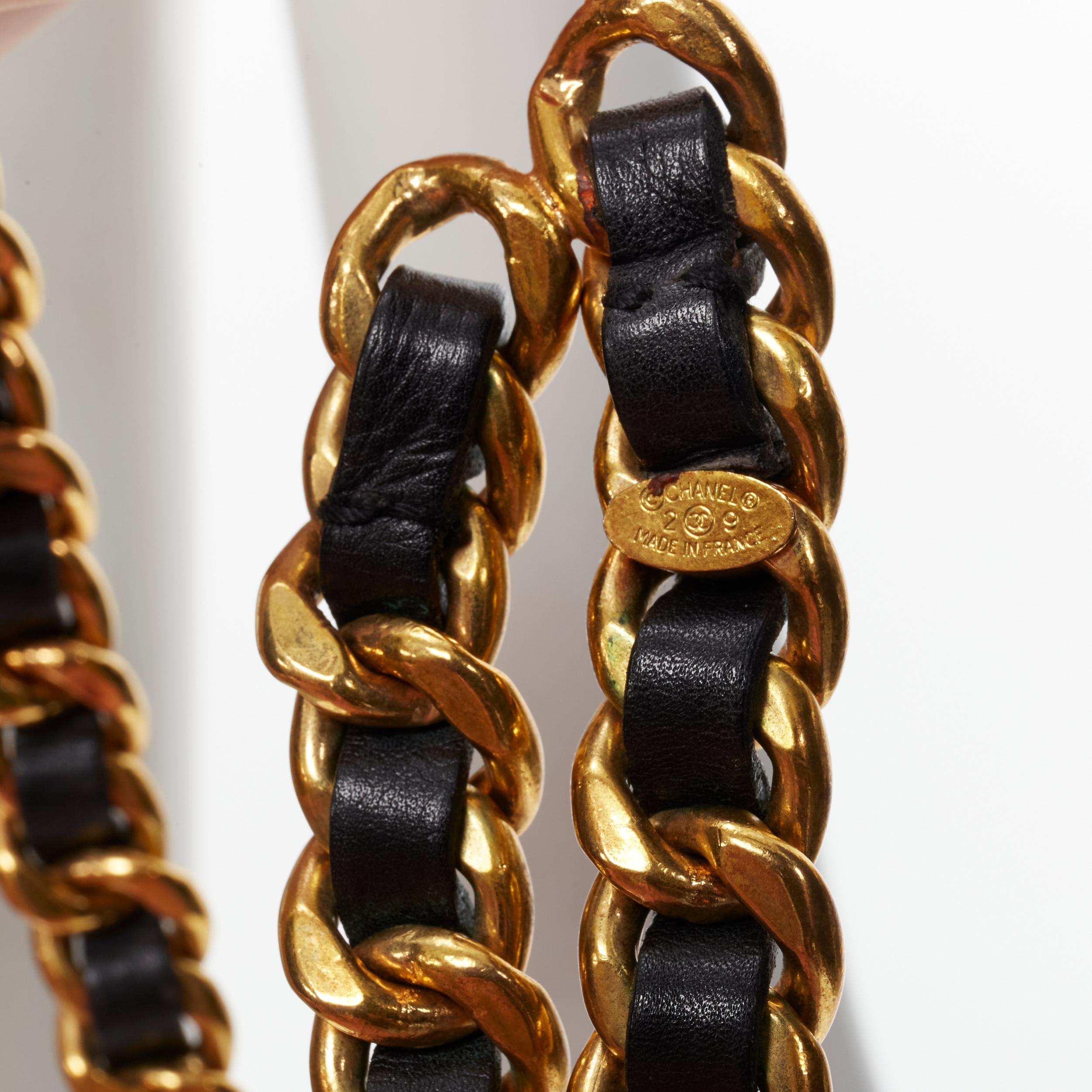 CHANEL Vintage Season 29 gold metal leather medallion coin double chain belt 2