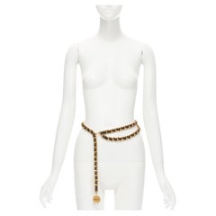 CHANEL Vintage Season 29 gold metal leather medallion coin double chain belt