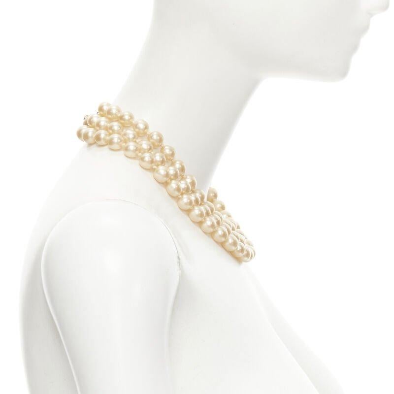 Women's CHANEL Vintage Season 29 triple large faux pearl CC logo clasp necklace