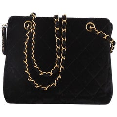 Chanel Vintage Shopping Tote Quilted Velvet Small