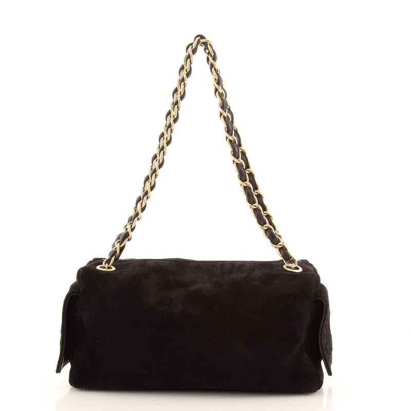 Chanel Vintage Side Pocket Chain Shoulder Bag Suede Medium In Good Condition In NY, NY