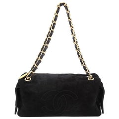 Chanel Vintage Side Pocket Chain Shoulder Bag Suede Medium Chanel Vintage Side Pocket Chain Shoulder Bag Suede Medium
