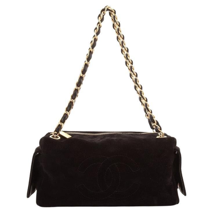 Chanel Vintage Side Pocket Chain Shoulder Bag Suede Medium