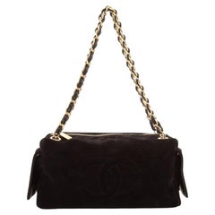 Chanel Vintage Side Pocket Chain Shoulder Bag Suede Medium