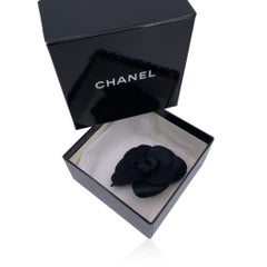 Chanel Vintage Seide Schwarz Seide Blume Brosche Pin Camelia Camellia