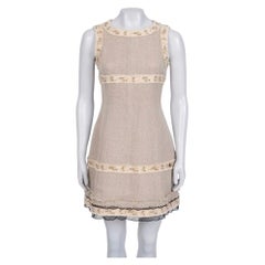 Chanel Vintage Silk & Linen Beige Dress Size 36/S