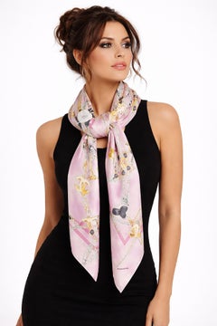 Chanel Vintage Silk Scarf Circa 1990s Bijoux Jewelry Motif 34in Square