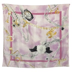 Chanel Vintage Silk Scarf Circa 1990s Bijoux Jewelry Motif 34in Square
