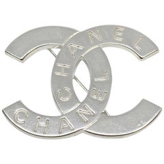 CHANEL Vintage Silver CC Brooch