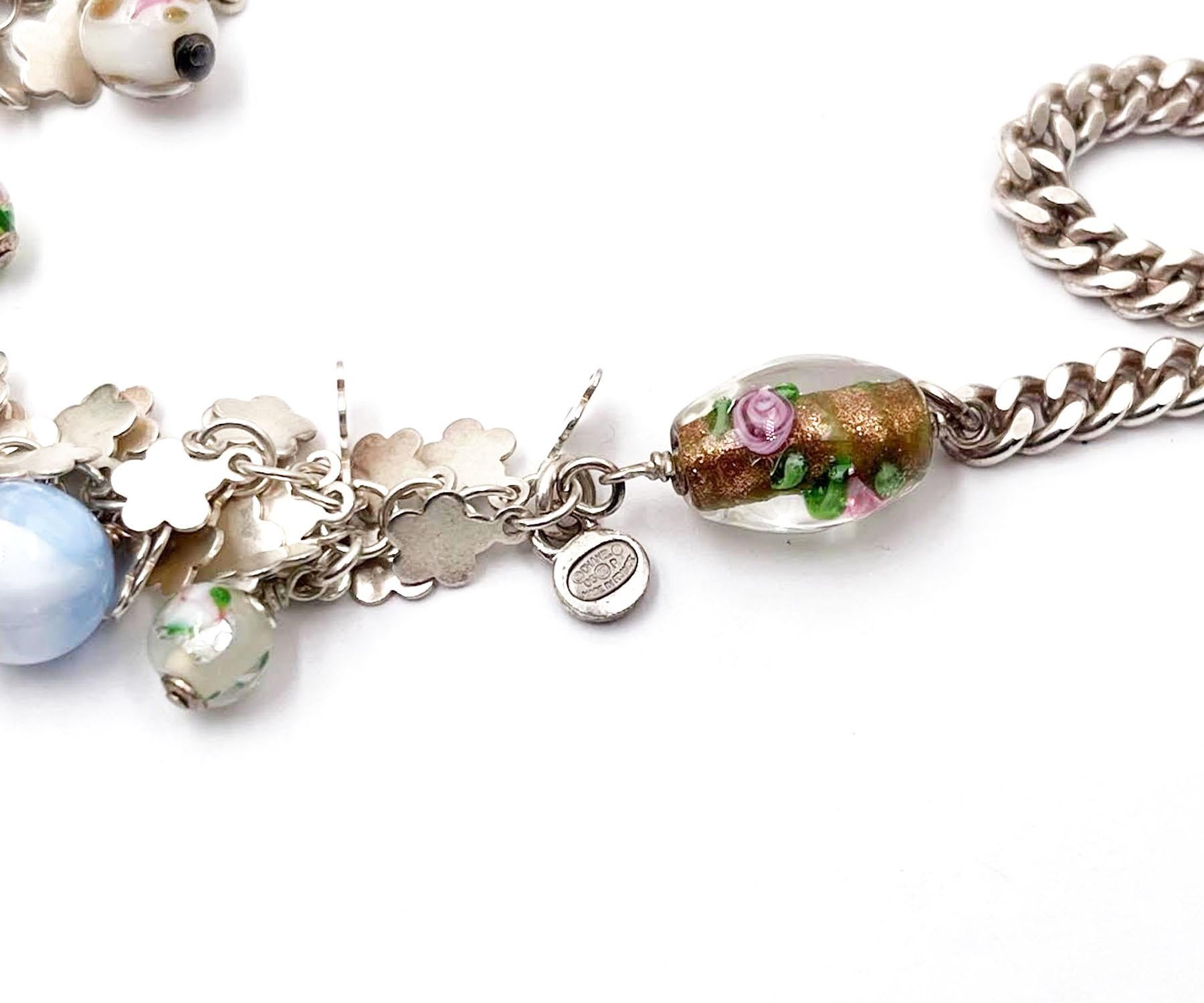 Women's Chanel Vintage Silver CC Flower Bead Belt Necklace 