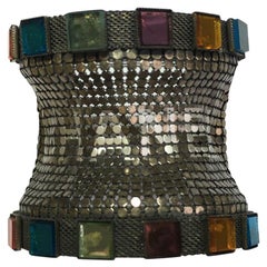 Chanel Vintage Silver Metal And Chain Mail Cuff