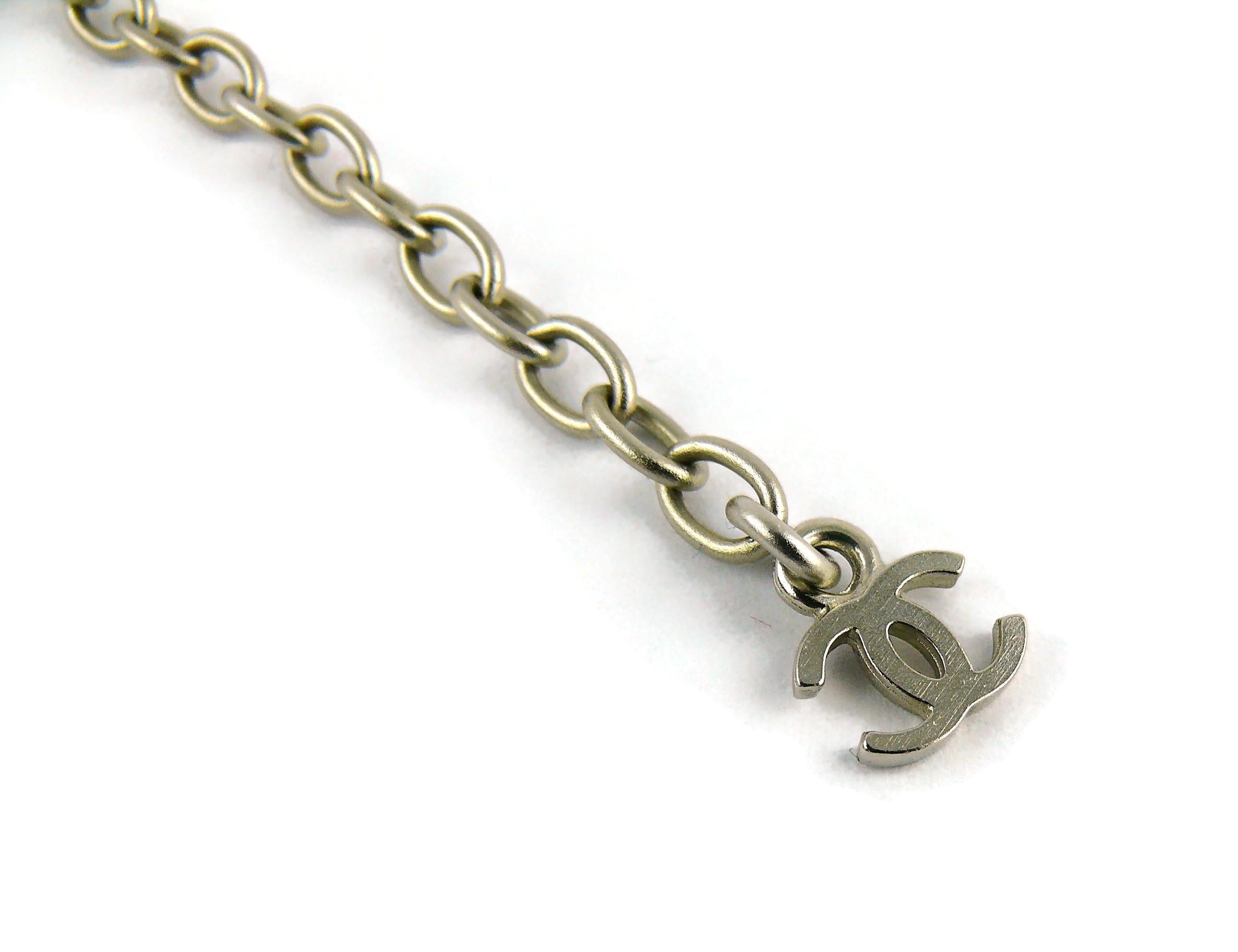 Chanel Vintage Silver Toned Camellia Flower Pendant Necklace 7