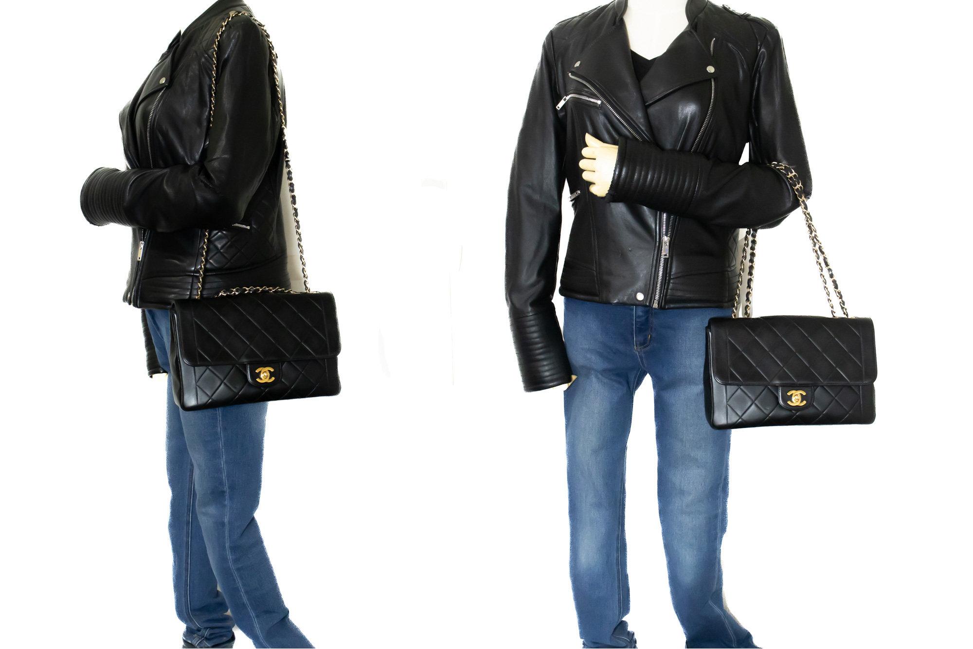 CHANEL Vintage Single Chain Flap Shoulder Bag Black Quilted Lamb 7