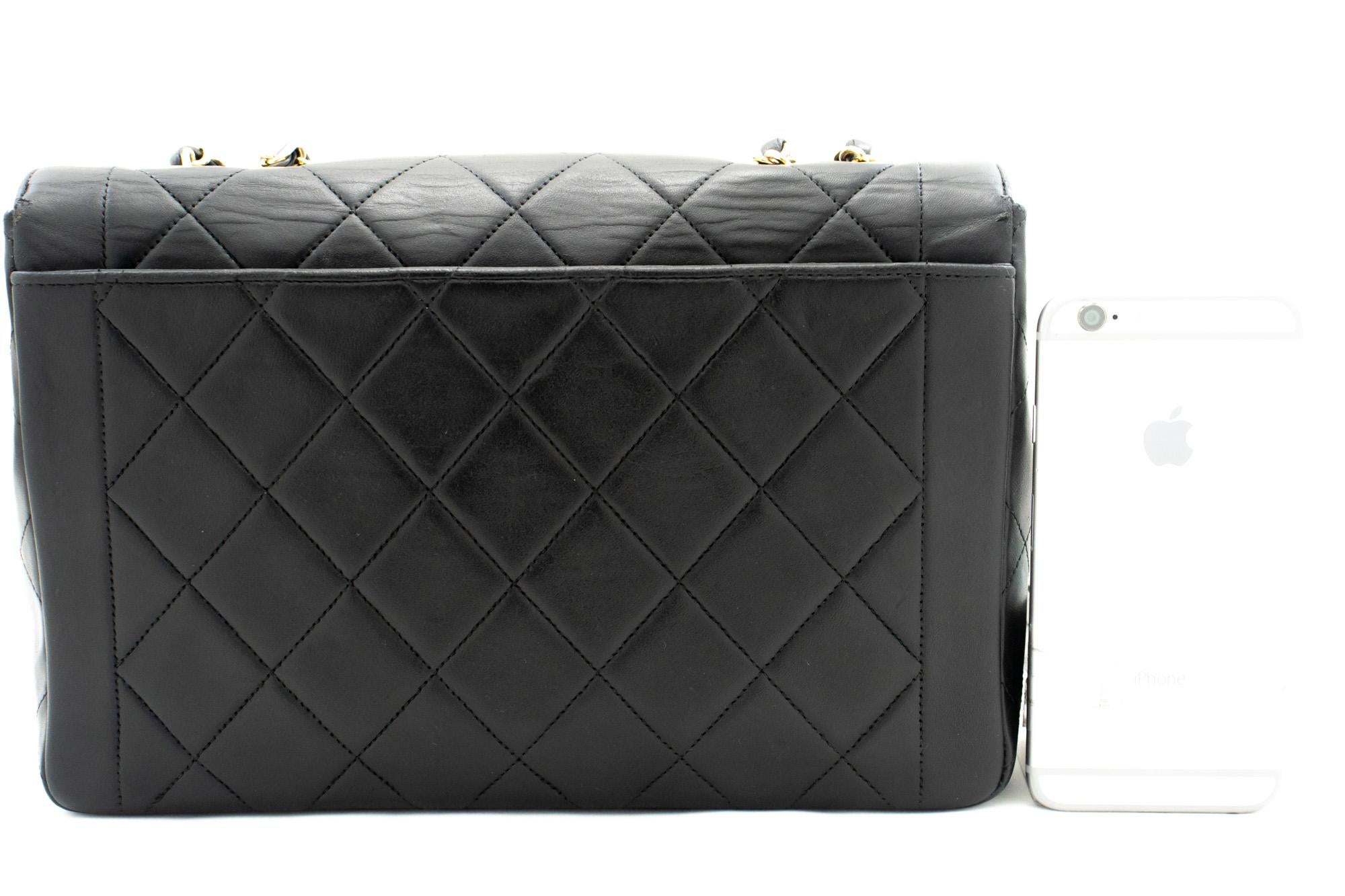 CHANEL Vintage Single Chain Flap Shoulder Bag Black Quilted Lamb In Good Condition In Takamatsu-shi, JP