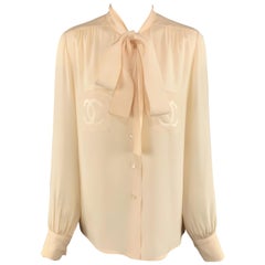 Vintage CHANEL Silk Tuxedo Blouse With Bow and 4-leaf Clover -  Norway