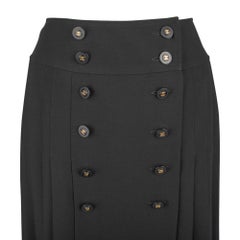 Chanel Vintage Skirt Pleated Double Row CC Buttons 40 / 6